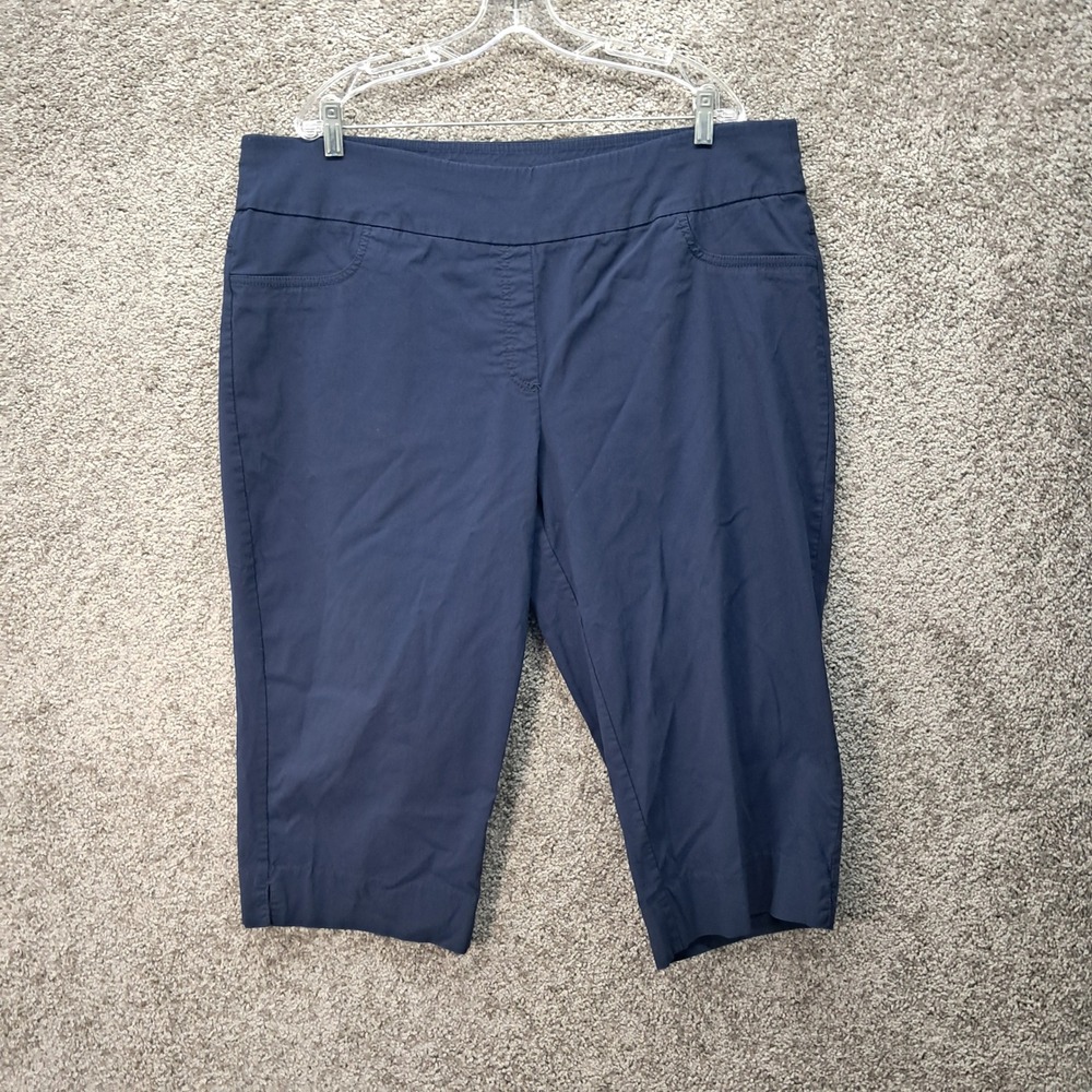 Ruby Rd Woman 24W Navy Blue Pull On Capri Pants Stretch Cropped 99279